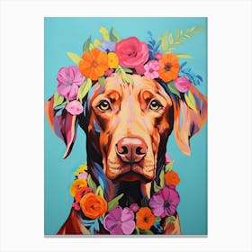 Labrador Retriever Portrait With A Flower Crown, Matisse Painting Style 4 Canvas Print