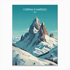 Poster Of Cortina D Ampezzo   Italy, Ski Resort Illustration 3 Canvas Print