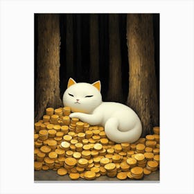 Cat Sleeping In The Forest Canvas Print