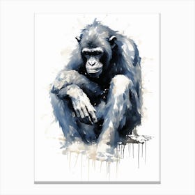Watercolour Thinker Monkey 1 Canvas Print