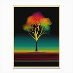 Tree, Electric Colors, Lithograph Canvas Print