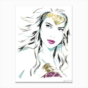 Wonder Woman (Gal Gadot) C - Retro 80s Style Canvas Print