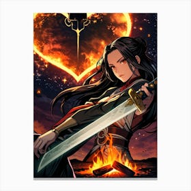 Girl With A Sword Canvas Print