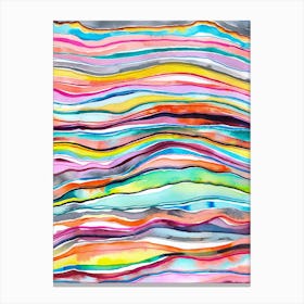 Mineral Layers Watercolor Colorful Canvas Print