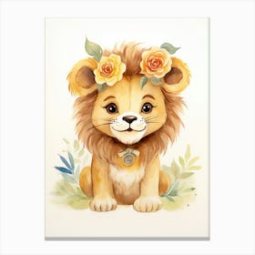 Crafting Watercolour Lion Art Painting 3 Canvas Print