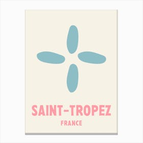 Saint Tropez, France, Graphic Style Poster 5 Canvas Print