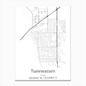 Tsawwassen,Canada Minimalist Map Canvas Print