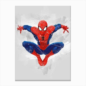 Spider Man Cartoon Painting Canvas Print