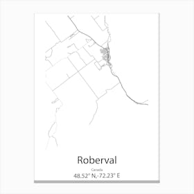 Roberval,Canada Minimalist Map Canvas Print