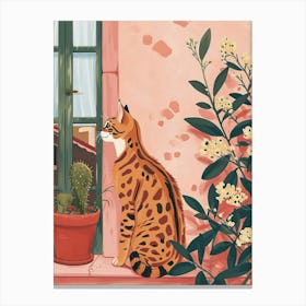 Bengal Cat Storybook Illustration 4 Canvas Print