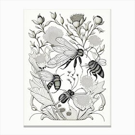 Pollination Bees 9 William Morris Style Canvas Print