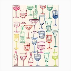 Hand Drawn Cocktail Glasses Vector Canvas Print