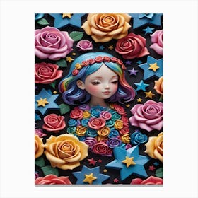 Girl With Roses Canvas Print