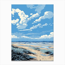 A Screen Print Of Holkham Bay Beach Norfolk 4 Canvas Print