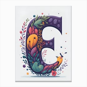 Colorful Letter E Illustration 28 Canvas Print