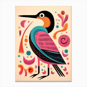Pink Scandi Cormorant 1 Canvas Print