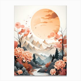 Aurora S Embrace Sunlit Peaks And Blossoms Canvas Print