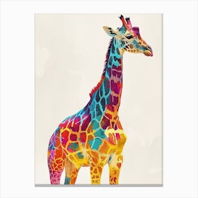 Colourful Watercolour Style Giraffe Portrait 4 Canvas Print