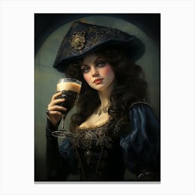 Woman Holding A Beer 1400s Rolf Armstrong Ar 57 Sty Canvas Print