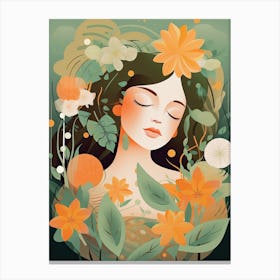 Bloom Body Woman Portrait Orange Tones 2 Canvas Print