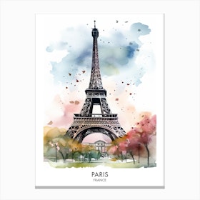 Paris France Watercolour Travel Poster 3 Canvas Print