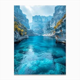 Blue Water In A Canyon Canvas Print