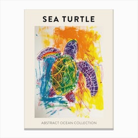 Abstract Sea Turtle Crayon Doodle Poster 2 Canvas Print