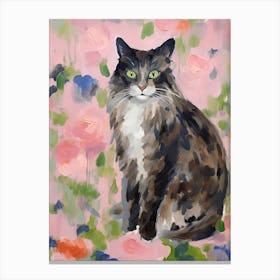 A Norwegian Forest Cat Painting, Impressionist Painting 4 Canvas Print