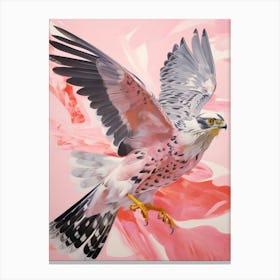 Pink Ethereal Bird Painting Eurasian Sparrowhawk 2 Canvas Print