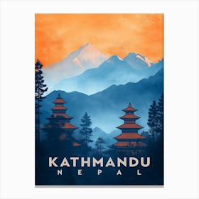 Vintage Kathmandu Temple Nepal Poster Canvas Print