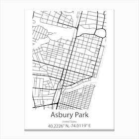 Asbury Park,United States Minimalist Map 1 Canvas Print