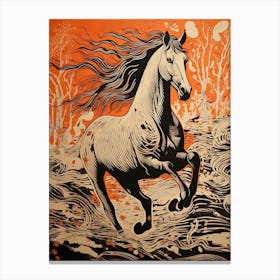 A Horse Painting In The Style Of Sgraffito 2 Canvas Print