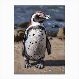 African Penguin Livingston Island Oil Painting 3 Canvas Print