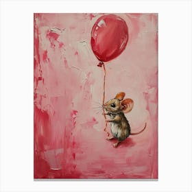 Cute Mouse 1 With Balloon Canvas Print