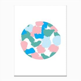 Abstract Circle Paint Blotches Pink and Teal Canvas Print
