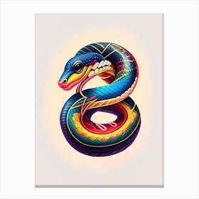 Ringneck Snake Tattoo Style Canvas Print