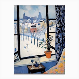 The Windowsill Of Tallinn   Estonia Snow Inspired By Matisse 1 Canvas Print