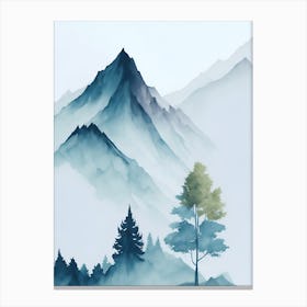 Mountain And Forest In Minimalist Watercolor Vertical Composition 240 Canvas Print