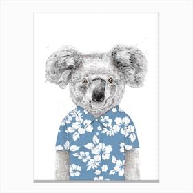Summer koala (blue) Canvas Print