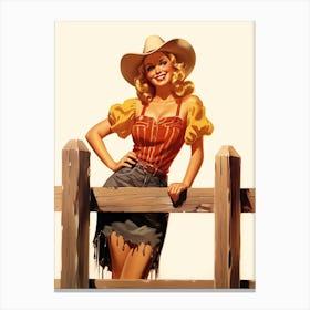 Retro American Cowgirl 3 Canvas Print