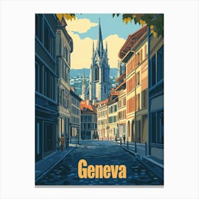 Aihrgdesign A Retro Travel Poster For Geneva Featuring The Hi Deb42674 D39f 43cd A409 Dec455d67b6d 0 Canvas Print