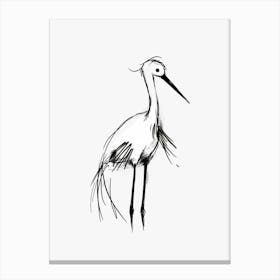 B&W Stork Canvas Print