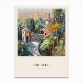Parc Guell Barcelona Spain Vintage Cezanne Inspired Poster Canvas Print