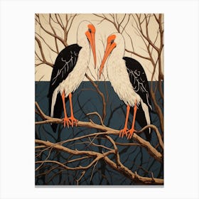 Art Nouveau Birds Poster Stork Canvas Print
