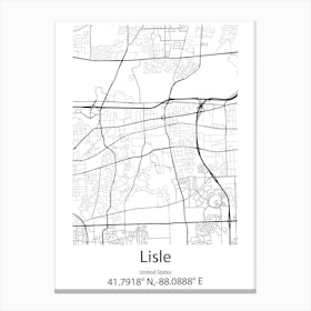 Lisle,United States Minimalist Map Stampe su tela