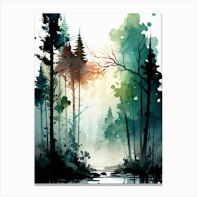 Watercolor Of A Forest Canvas Print