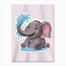 Elephant Splashing Water Canvas Print