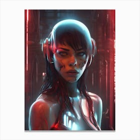 Futuristic Girl With Headphones Canvas Print