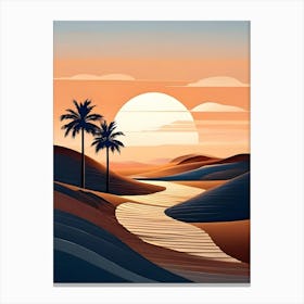 Desert Landscape With Palm Trees 9 Canvas Print