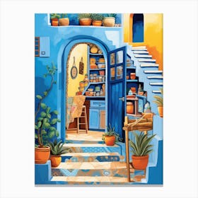 Blue House In Morocco 1 Canvas Print